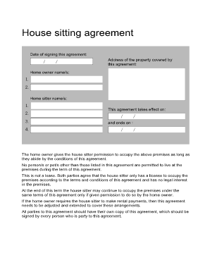 House Sitting Agreement MindMyHouse  Form