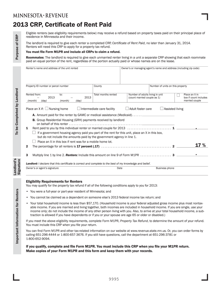 CRP Form Fill Out And Sign Printable PDF Template SignNow
