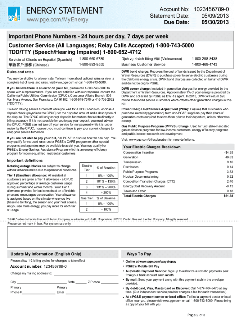 Utility Bill Template  Form