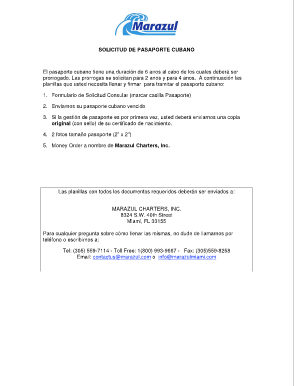 Planilla De Solicitud De Pasaporte Cubano PDF  Form