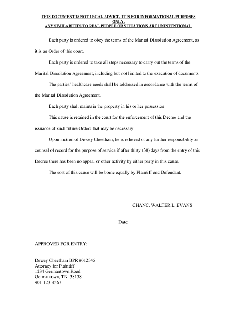 The Smiths&amp;#39; Final Divorce Decree Ferrell Law Firm  Form