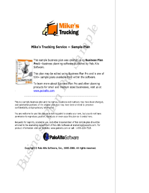 Get and Sign Trucking Company Business Plan PDF  Form
