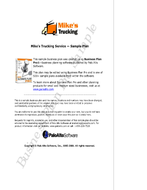 Trucking Company Business Plan PDF  Form