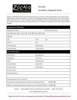 Zocalo Donation Request  Form