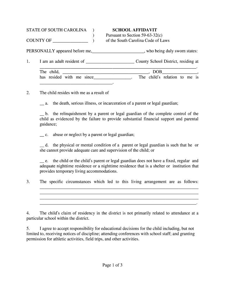 School Affidavit  Form