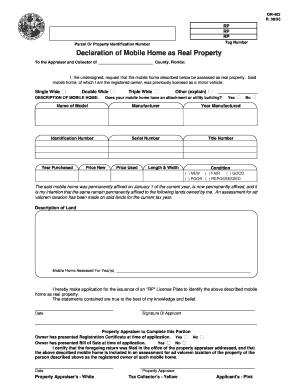 Declaration of Mobile Home as Real Property Form DR 402 Bcpa