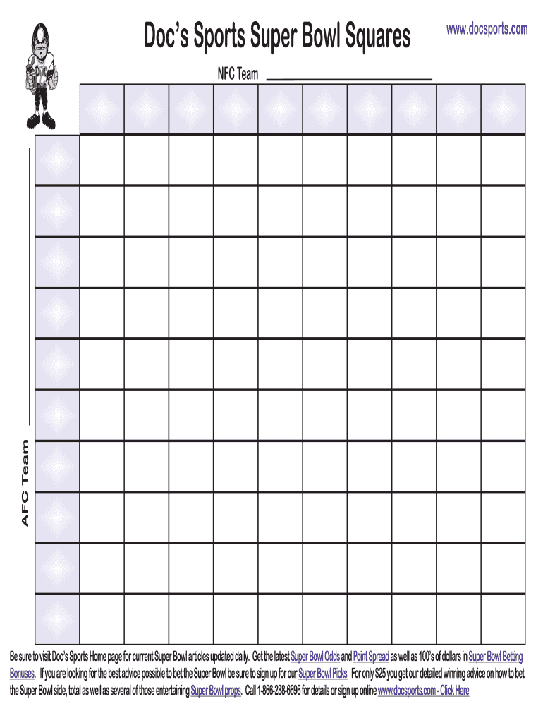 Printable Football Squares  Form