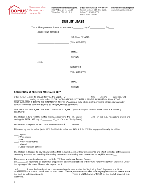  Domus Sublet Form 2014-2024