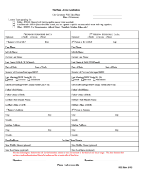 California Marriage License Form
