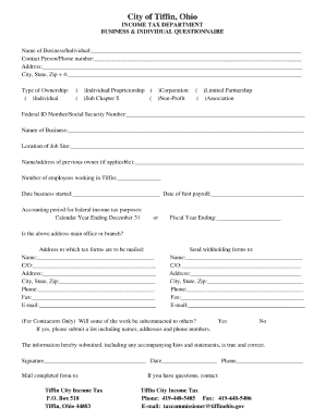 City of Tiffin Income Tax  Form