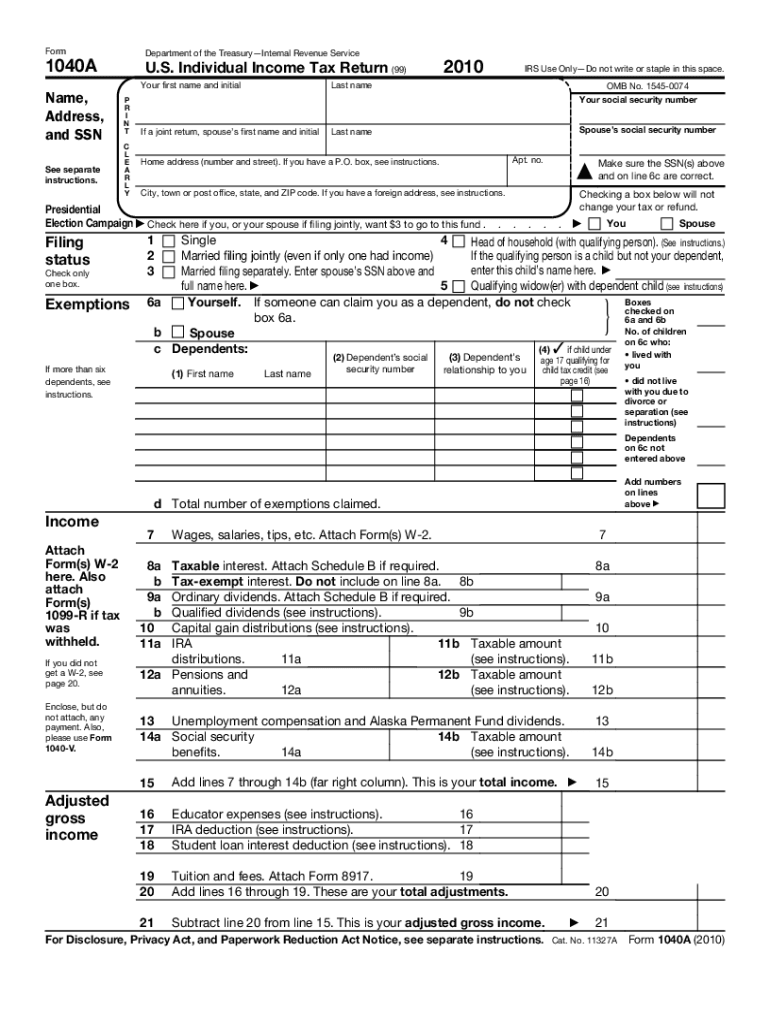 Form 1040a