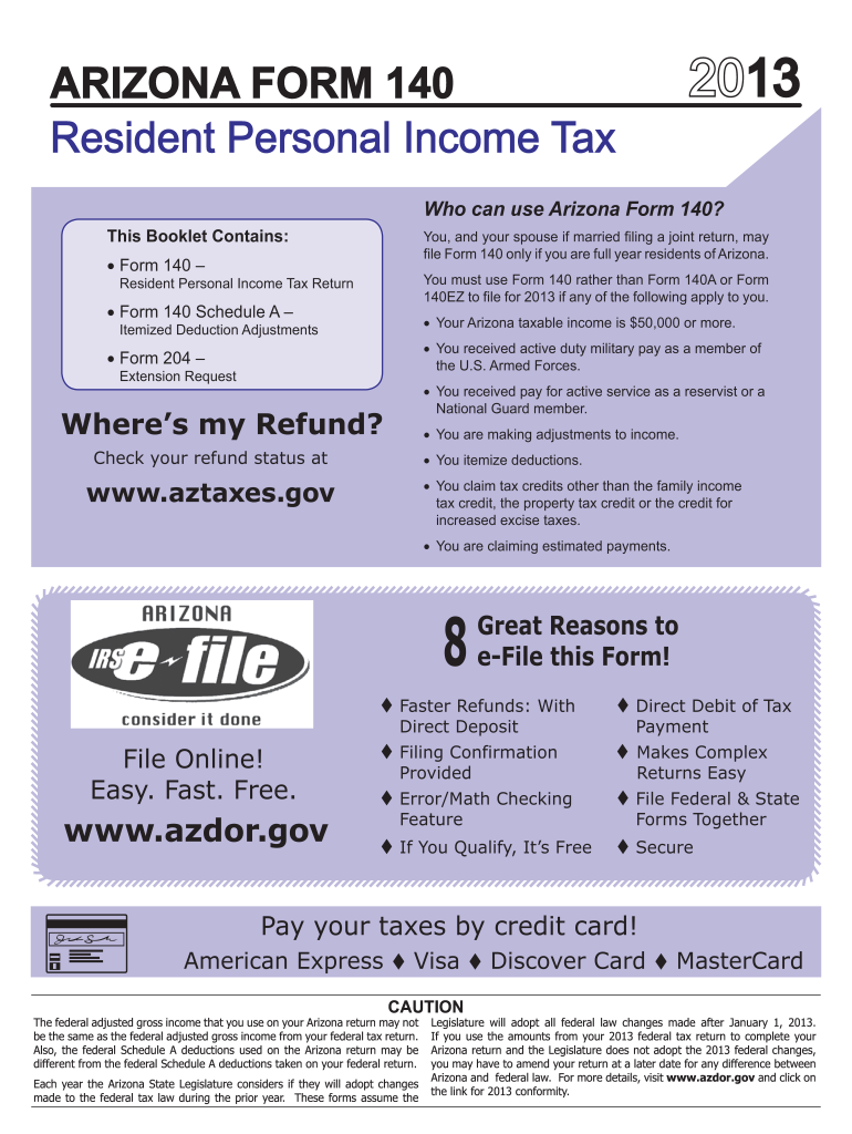 Printable Az 140 Tax Form