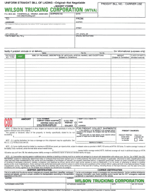 Wilson Trucking Bol  Form