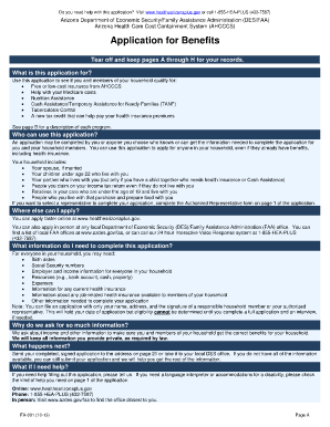 Application Arizona Department of Economic Security Azdes  Form