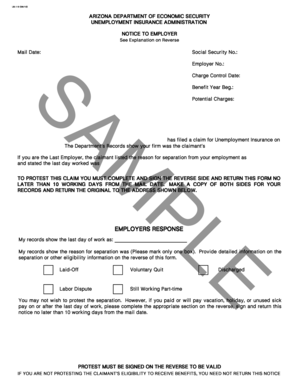 Notice to Employer Arizona Department of Economic Security Azdes  Form