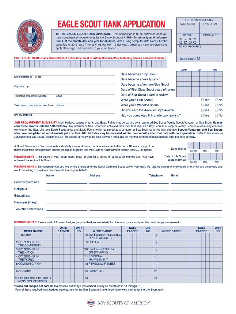  Eagle Scouting Form 2014