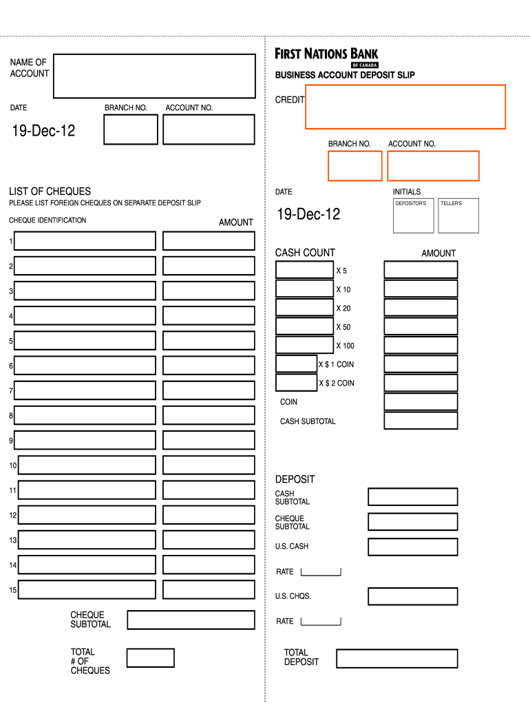 Td Bank Deposit Slip  Form