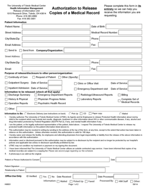 Utmc Medical Records  Form