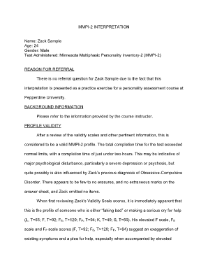 Mmpi Interpretation Sample  Form