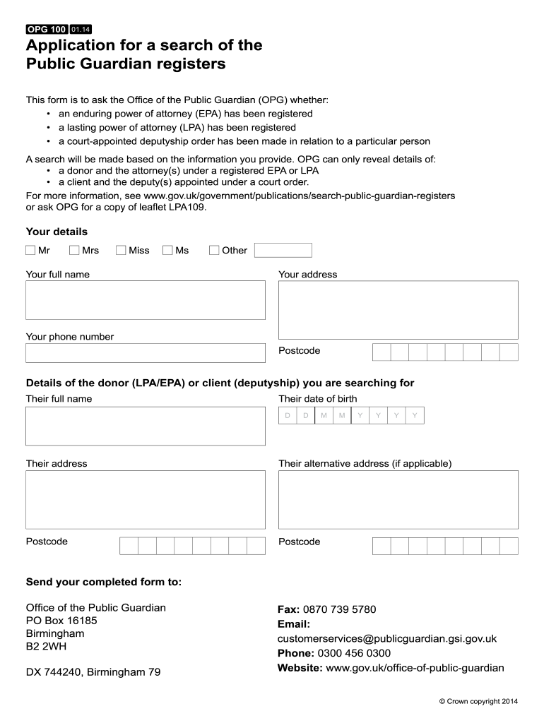 Opg 100 Form