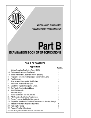 Appendix Ii a Part B Book of Specifications Form
