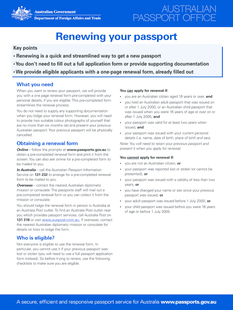 Australian Passport Renewal Form