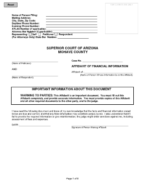 Affidavit of Financial Information Mohave County Courts