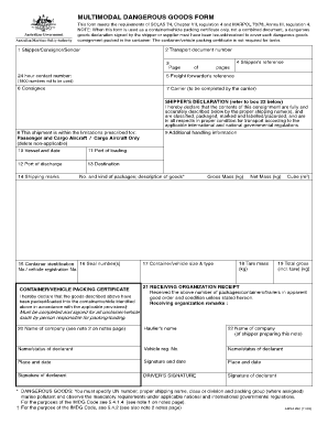 Multimodal Dangerous Goods Form Cassie Freight International