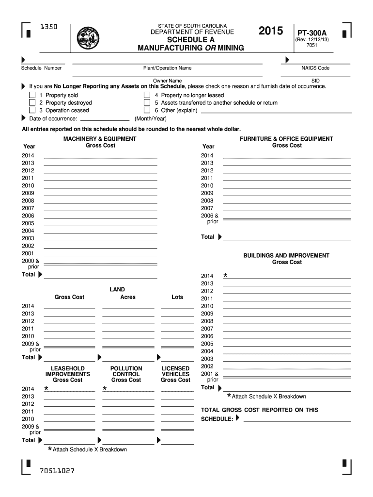  PT 300 a  the South Carolina Department of Revenue  Sctax 2015