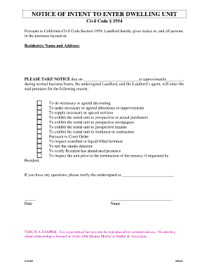 Dwelling Premises Form