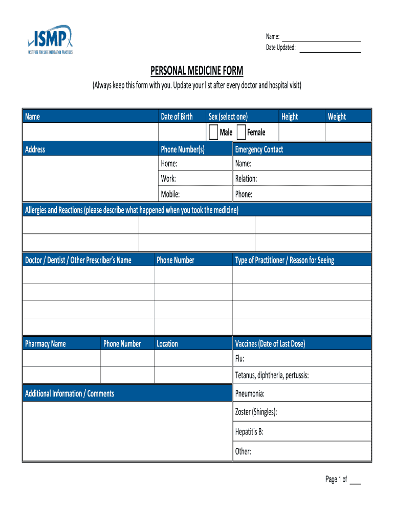 Medicine Form