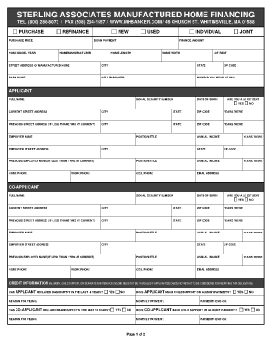 Sterling Mobile Home Financing  Form