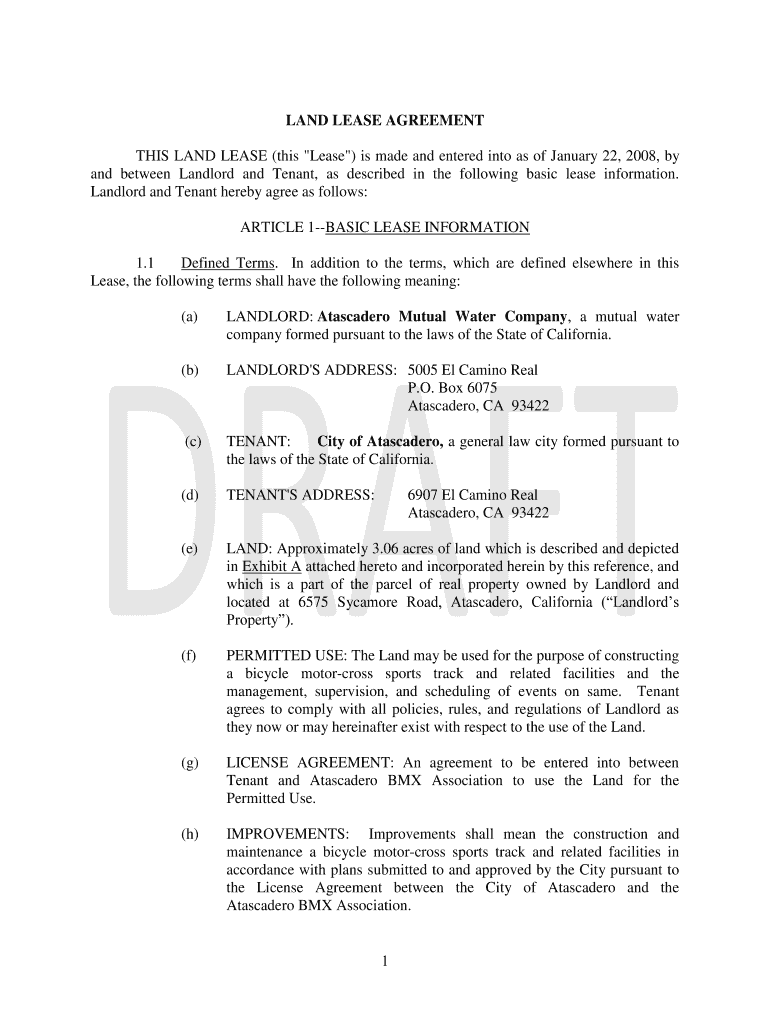 Land Lease Agreement Forms to Print