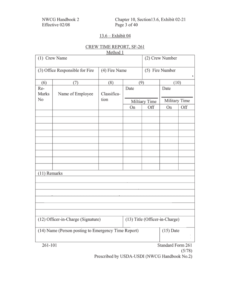 Sf 261 Crew Time Report Form 1978-2025