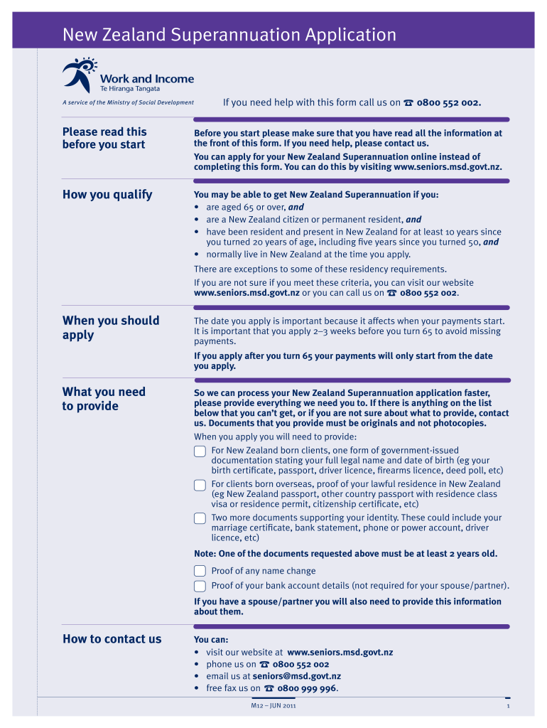  Application for Superannuation Nz 2011