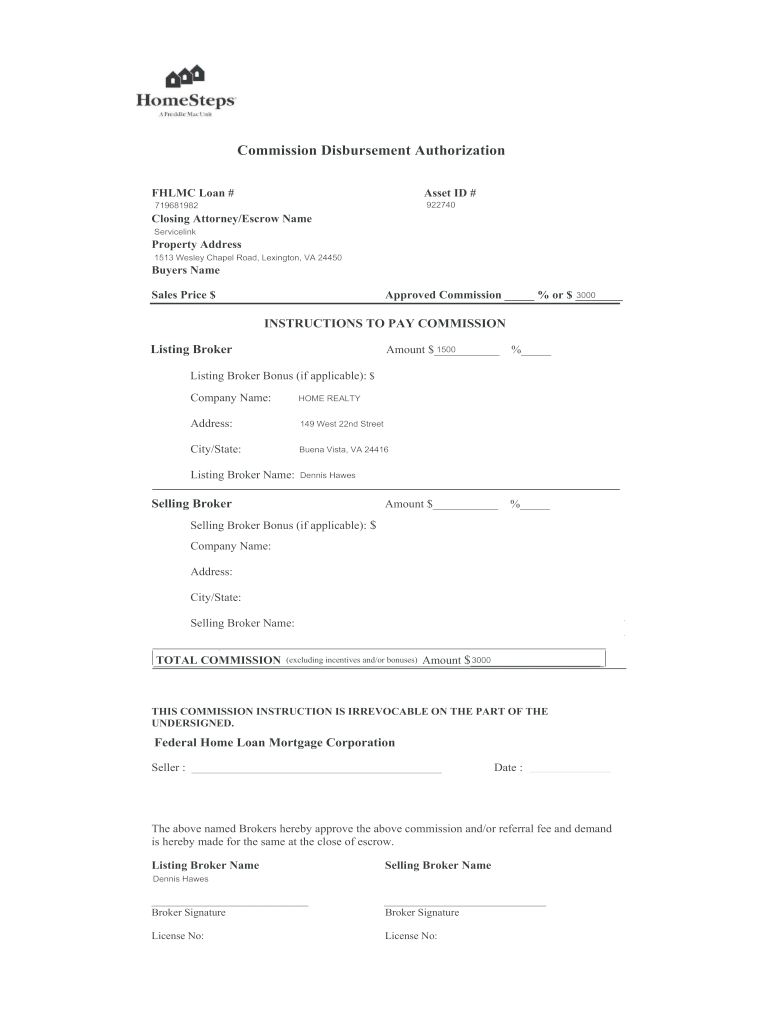 Commission Disbursement Authorization  Form