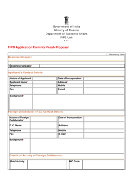 FIPB Application Form for Fresh Proposal
