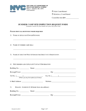 Application Form for Summer Camp