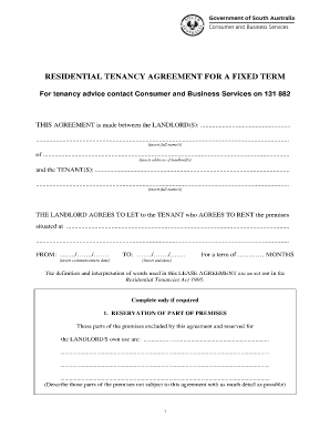  Fixed Term Lease Agreement SA Gov Au Sa Gov 2017