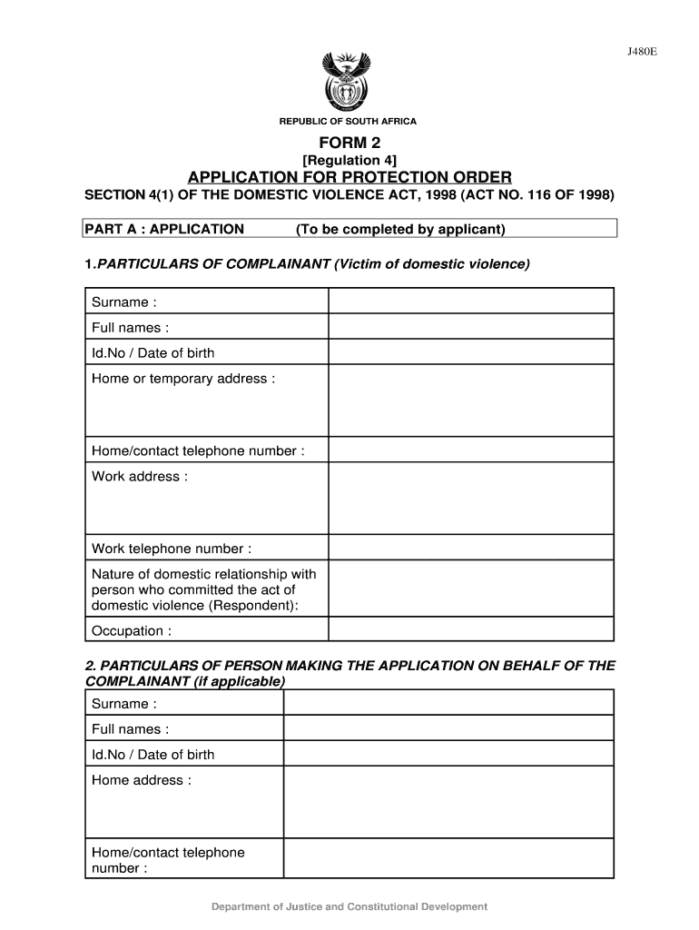 South Africa Form Order