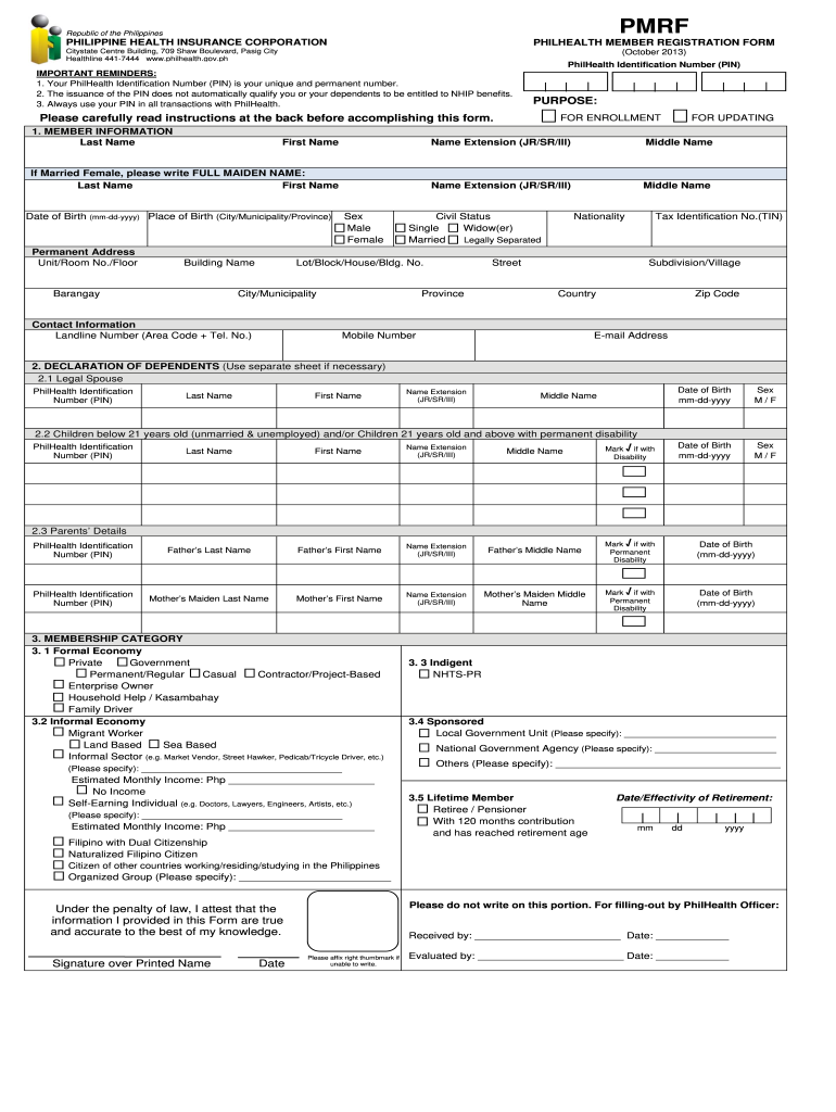 Philhealth Form - Fill Out and Sign Printable PDF Template | signNow