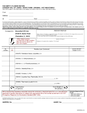 Straight Bill of Lading Short Form Original Diversified CPC