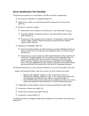 School District Driver Qualification Files Form