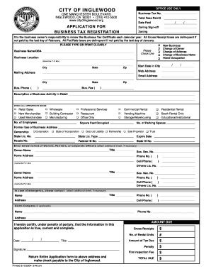 Inglewood Business License  Form