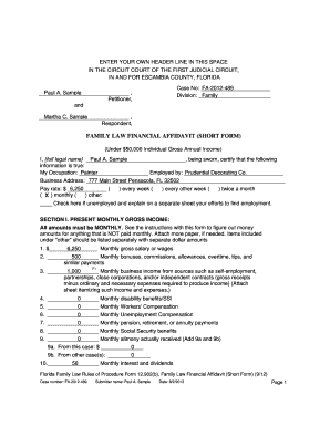 Financial Affidavit Template  Form