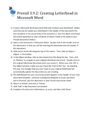 Prevail 3 9 2 Creating Letterhead in Microsoft Word  Form