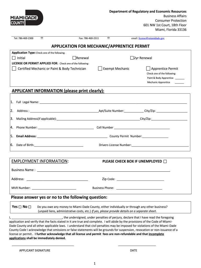 License Application Dade  Form