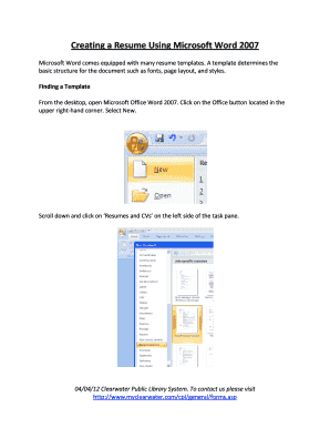 Resume Templates for Microsoft Word  Form