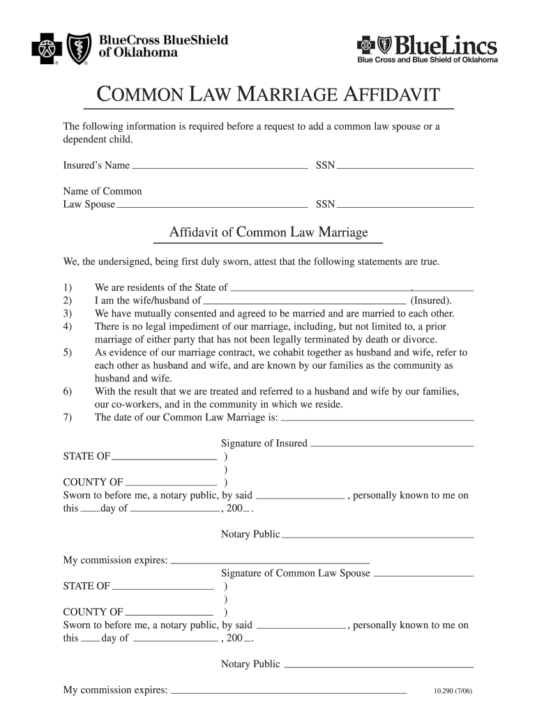  Common Law Marriage Affidavit 2006