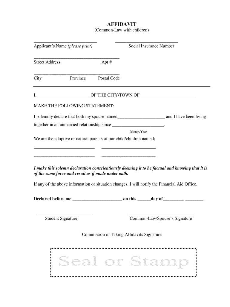 Get and Sign Common Law Affidavit  Form